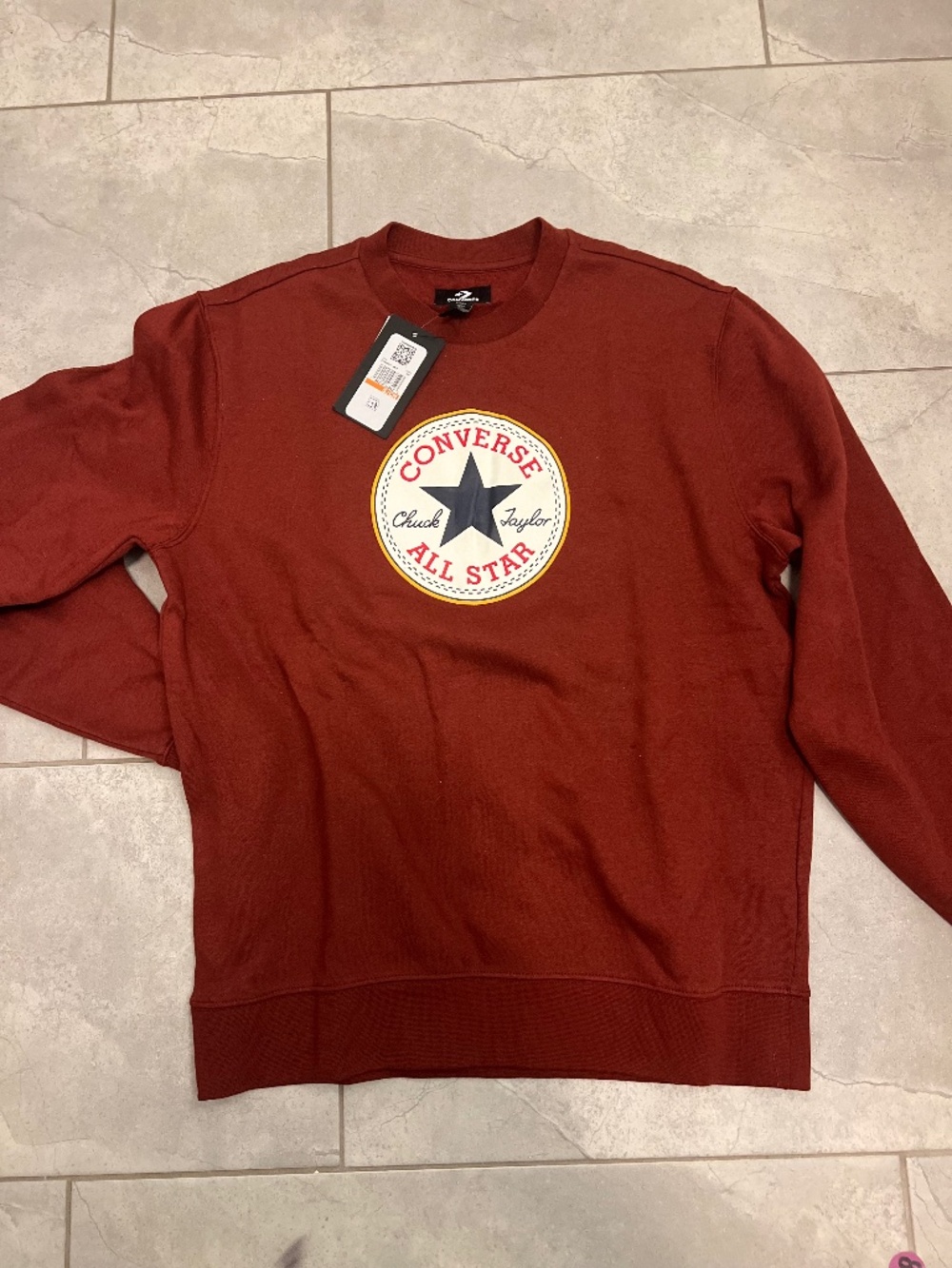 Converse Men's Rust Red Crewneck Sweatshirt with All Star Logo